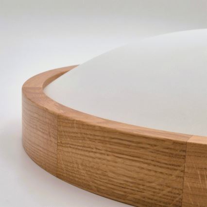 Brilagi - LED RGBW dimmbare Deckenleuchte CARVALHO SLIM 1xE27/15W/230V 2700-6500K Wi-Fi Eiche Ø 27 cm