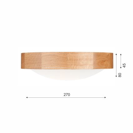 Brilagi - LED RGBW dimmbare Deckenleuchte CARVALHO SLIM 1xE27/15W/230V 2700-6500K Wi-Fi Eiche Ø 27 cm