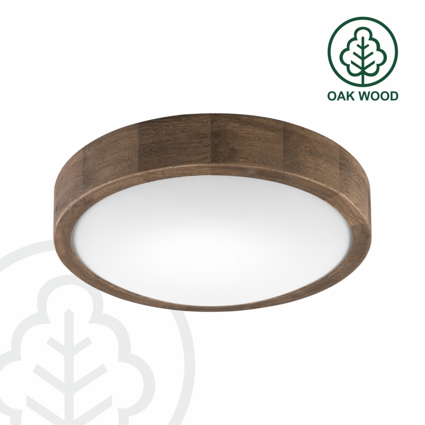 Brilagi - LED RGBW dimmbare Deckenleuchte CARVALHO SLIM 1xE27/9W/230V 2700-6500K Wi-Fi Eiche Ø 27 cm