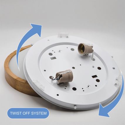 Brilagi - LED RGBW dimmbare Deckenleuchte CARVALHO SLIM 2xE27/15W/230V 2700-6500K Wi-Fi Eiche Ø 37 cm
