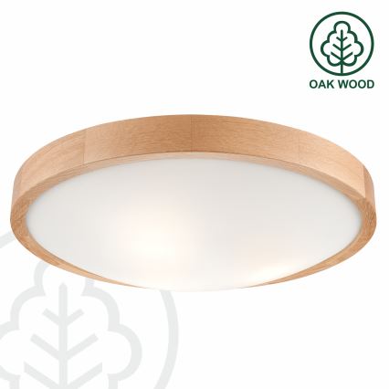 Brilagi - LED RGBW dimmbare Deckenleuchte CARVALHO SLIM 3xE27/15W/230V 2700-6500K Wi-Fi Eiche Ø 47 cm