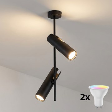 Brilagi - LED RGBW dimmbare Deckenleuchte mit Stange BRANCH 2xGU10/6,5W/230V 2700–6500K schwarz