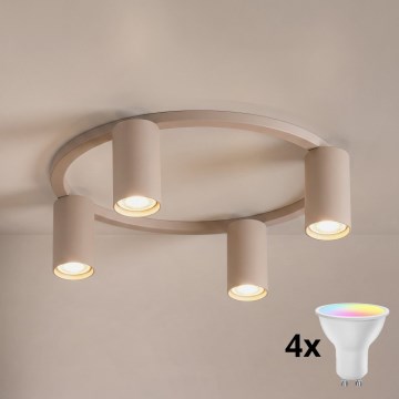 Brilagi - LED RGBW dimmbare Deckenleuchte SELE 4xGU10/6,5W/230V 2700-6500K beige