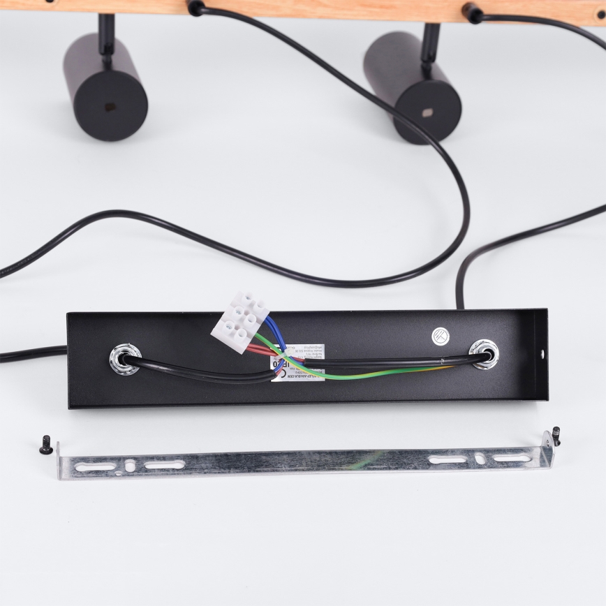 Brilagi - LED RGBW dimmbare Pendelleuchte mit Seilabhängung SELE 6xGU10/6,5W/230V 2700-6500K schwarz/Eichen-Dekor + Fernbedienung