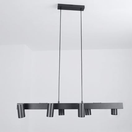 Brilagi - LED RGBW dimmbare Pendelleuchte an Seil SELE 6xGU10/6,5W/230V 2700-6500K schwarz + Fernbedienung