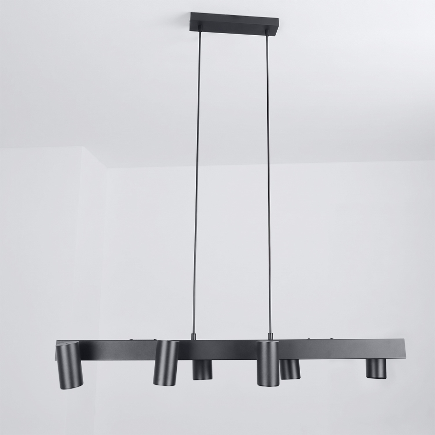 Brilagi - LED RGBW dimmbare Pendelleuchte an Seil SELE 6xGU10/6,5W/230V 2700-6500K schwarz + Fernbedienung
