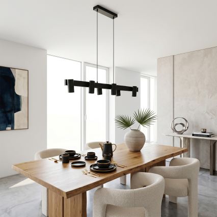 Brilagi - LED RGBW dimmbare Pendelleuchte an Seil SELE 6xGU10/6,5W/230V 2700-6500K schwarz + Fernbedienung