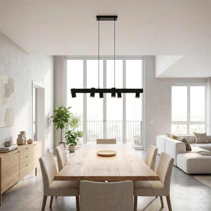 Brilagi - LED RGBW dimmbare Pendelleuchte an Seil SELE 6xGU10/6,5W/230V 2700-6500K schwarz + Fernbedienung
