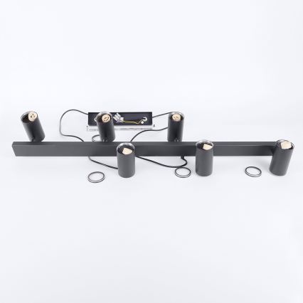 Brilagi - LED RGBW dimmbare Pendelleuchte an Seil SELE 6xGU10/6,5W/230V 2700-6500K schwarz + Fernbedienung