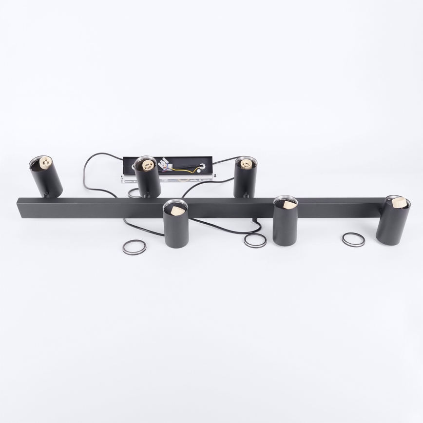 Brilagi - LED RGBW dimmbare Pendelleuchte an Seil SELE 6xGU10/6,5W/230V 2700-6500K schwarz + Fernbedienung
