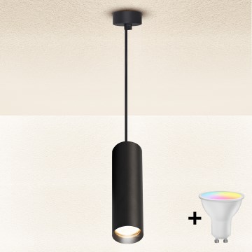 Brilagi - LED RGBW dimmbare Pendelleuchte am Seil SELE 1x GU10/4,8 W/230 V 3000 K schwarz + Fernbedienung