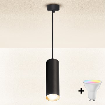 Brilagi - LED RGBW dimmbare Pendelleuchte mit Seilabhängung SELE 1xGU10/4,8W/230V 3000K schwarz/gold + Fernbedienung