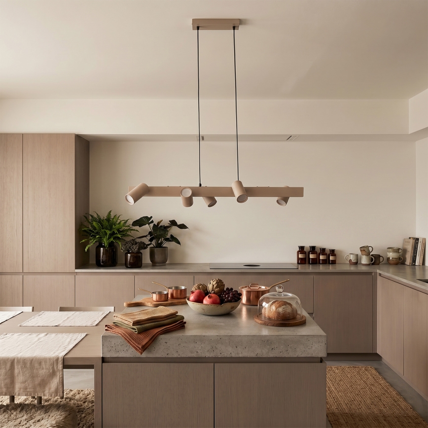 Brilagi - LED RGBW dimmbare Seilpendelleuchte SELE 6xGU10/6,5W/230V 2700-6500K beige + Fernbedienung
