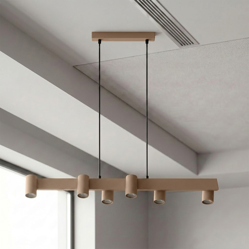 Brilagi - LED RGBW dimmbare Seilpendelleuchte SELE 6xGU10/6,5W/230V 2700-6500K beige + Fernbedienung
