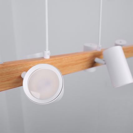 Brilagi - LED RGBW dimmbare Pendelleuchte an Kabel SELE 6xGU10/6,5W/230V 2700-6500K weiß/Eichendekor + Fernbedienung