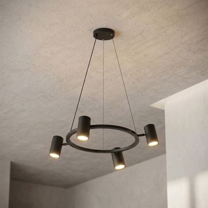 Brilagi - LED RGBW dimmbare Pendelleuchte an Seil SELE 4xGU10/6,5W/230V 2700-6500K schwarz