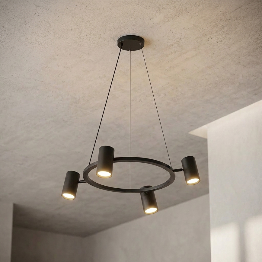 Brilagi - LED RGBW dimmbare Pendelleuchte an Seil SELE 4xGU10/6,5W/230V 2700-6500K schwarz