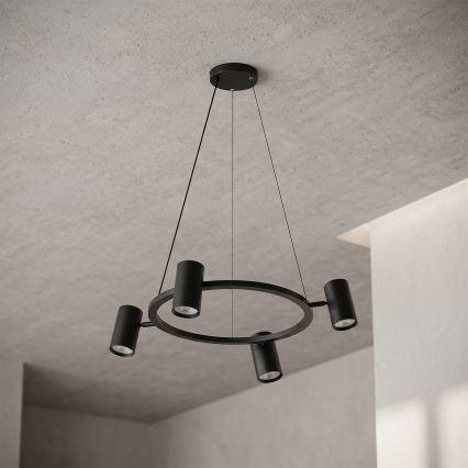 Brilagi - LED RGBW dimmbare Pendelleuchte an Seil SELE 4xGU10/6,5W/230V 2700-6500K schwarz