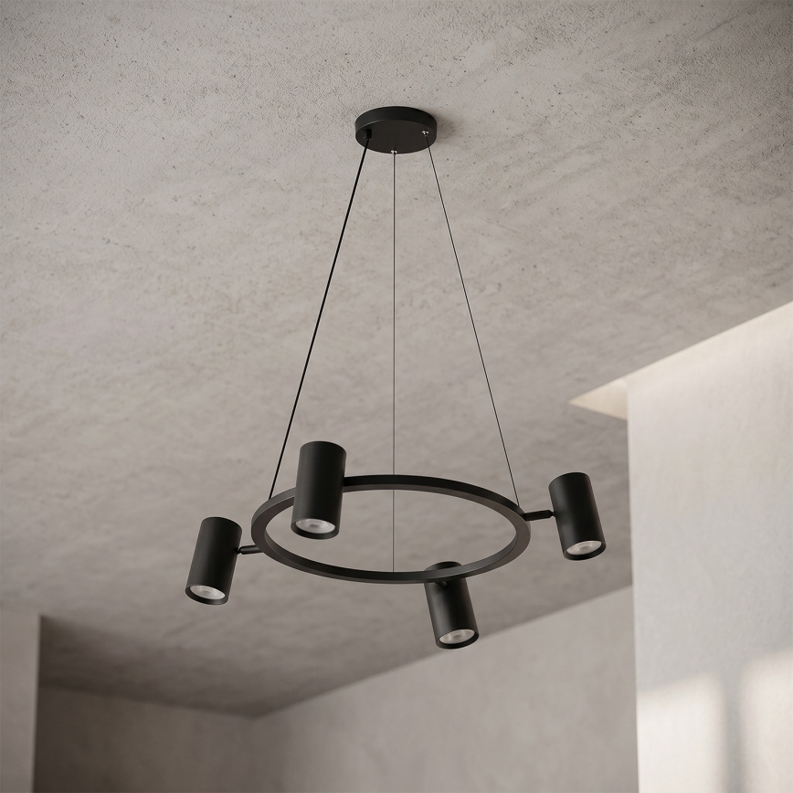 Brilagi - LED RGBW dimmbare Pendelleuchte an Seil SELE 4xGU10/6,5W/230V 2700-6500K schwarz