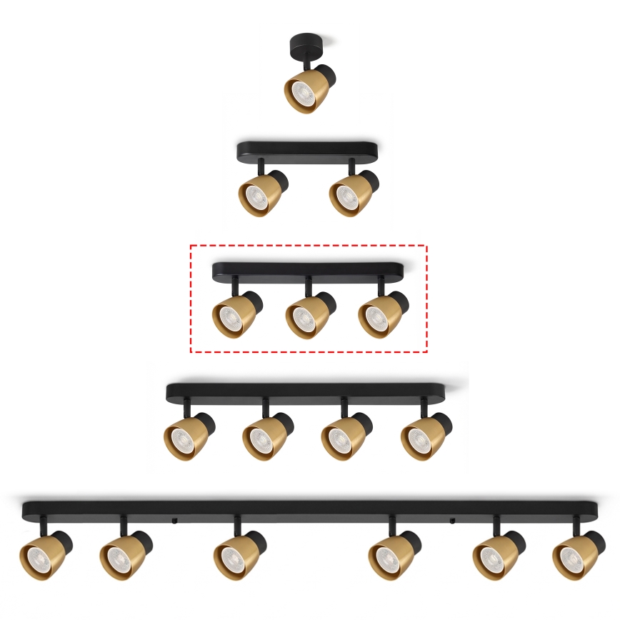 Brilagi - LED RGBW dimmbarer Deckenspot NUGGET 3xGU10/6W/230V schwarz/gold