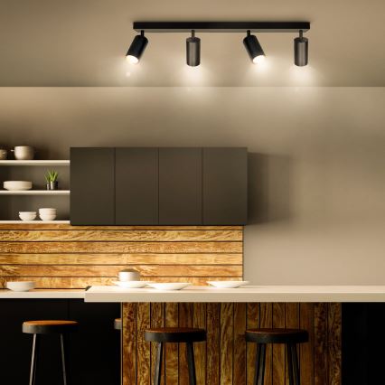 Brilagi - LED RGBW dimmbarer Spot SELE 4xGU10/4,8W/230V 3000K schwarz/gold + Fernbedienung