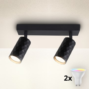 Brilagi - LED RGBW dimmbarer Deckenspot SELE DIAMANT 2xGU10/4,8W/230V 3000K schwarz + Fernbedienung