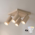 Brilagi - LED RGBW dimmbarer Deckenspot SELE SQUARE 4xGU10/6,5W/230V 2700-6500K beige