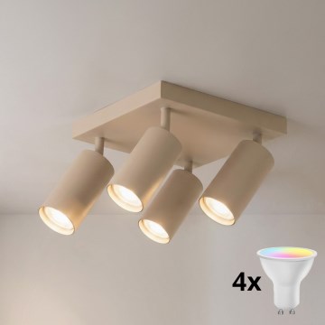 Brilagi - LED RGBW dimmbarer Deckenspot SELE SQUARE 4xGU10/6,5W/230V 2700-6500K beige