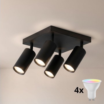 Brilagi - LED RGBW dimmbarer Deckenspot SELE SQUARE 4xGU10/6,5W/230V 2700-6500K schwarz