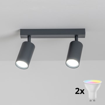 Brilagi - LED RGBW dimmbarer Einbauspot SELE 2xGU10/4,8W/230V 3000K Anthrazit + Fernbedienung