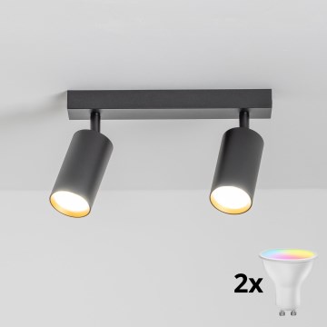 Brilagi - LED RGBW Dimmbarer Einbauspot SELE 2xGU10/4,8W/230V 3000K schwarz/gold + Fernbedienung