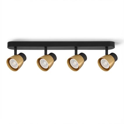 Brilagi - LED RGBW dimmbarer Einbaustrahler NUGGET 4xGU10/4,8W/230V 3000K schwarz/gold + Fernbedienung