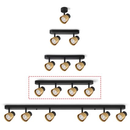 Brilagi - LED RGBW dimmbarer Einbaustrahler NUGGET 4xGU10/6W/230V 3000K schwarz/gold + Fernbedienung