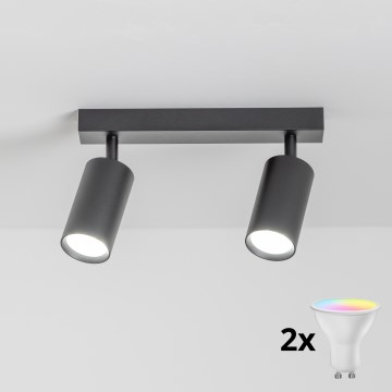 Brilagi - LED RGBW dimmbarer Einbaustrahler SELE 2xGU10/4,8W/230V 3000K schwarz + Fernbedienung