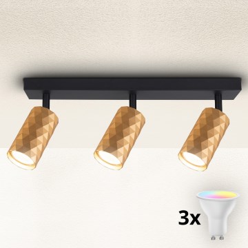 Brilagi - LED RGBW dimmbarer Einbaustrahler SELE DIAMANT 3xGU10/4,8W/230V 3000K gold + Fernbedienung
