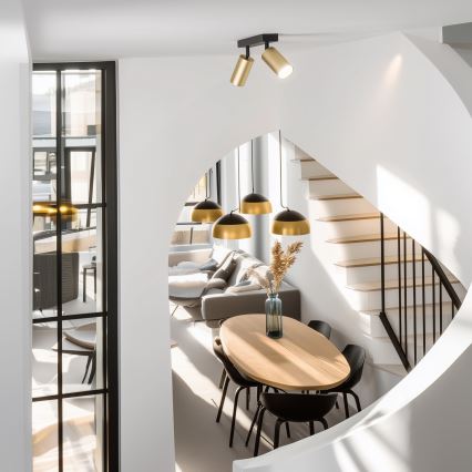 Brilagi - Dimmbarer LED RGBW-Einbaustrahler SELE GOLDEN 2xGU10/6W/230V 3000K schwarz/gold + Fernbedienung