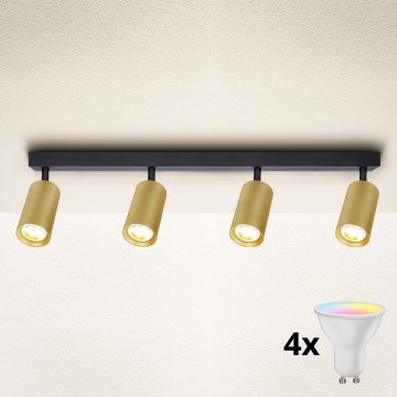 Brilagi - LED RGBW dimmbarer Einbaustrahler SELE GOLDEN 4xGU10/6W/230V 3000K schwarz/gold + Fernbedienung