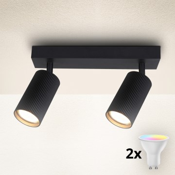 Brilagi - LED RGBW dimmbarer Einbaustrahler SELE MODERN 2xGU10/4,8W/230V 3000K schwarz + Fernbedienung