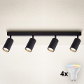 Brilagi - LED RGBW dimmbarer Einbaustrahler SELE MODERN 4xGU10/4,8W/230V 3000K schwarz + Fernbedienung