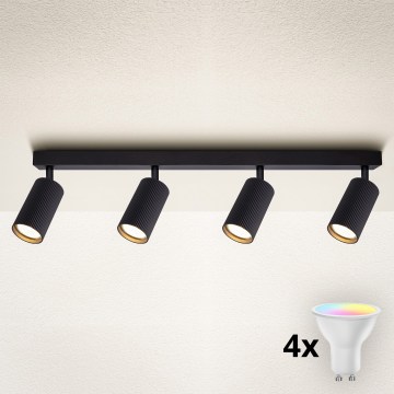 Brilagi - LED RGBW dimmbarer Einbaustrahler SELE MODERN 4xGU10/4,8W/230V 3000K schwarz + Fernbedienung