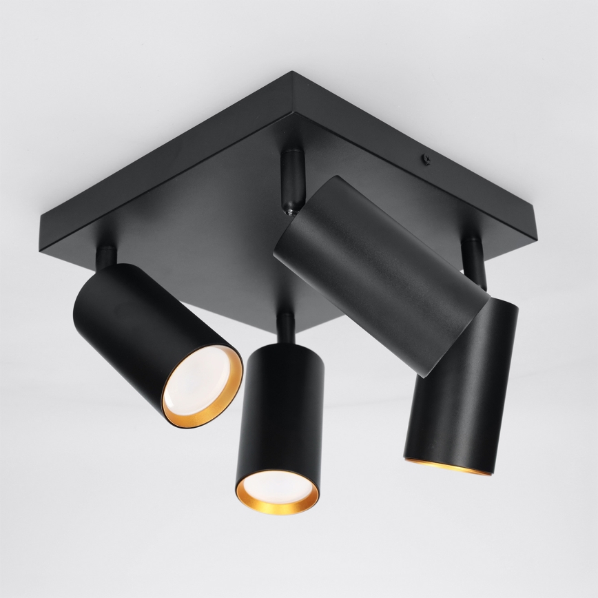 Brilagi - LED RGBW dimmbarer Einbaustrahler SELE SQUARE 4xGU10/6,5W/230V 2700-6500K schwarz/gold