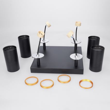 Brilagi - LED RGBW dimmbarer Einbaustrahler SELE SQUARE 4xGU10/6,5W/230V 2700-6500K schwarz/gold