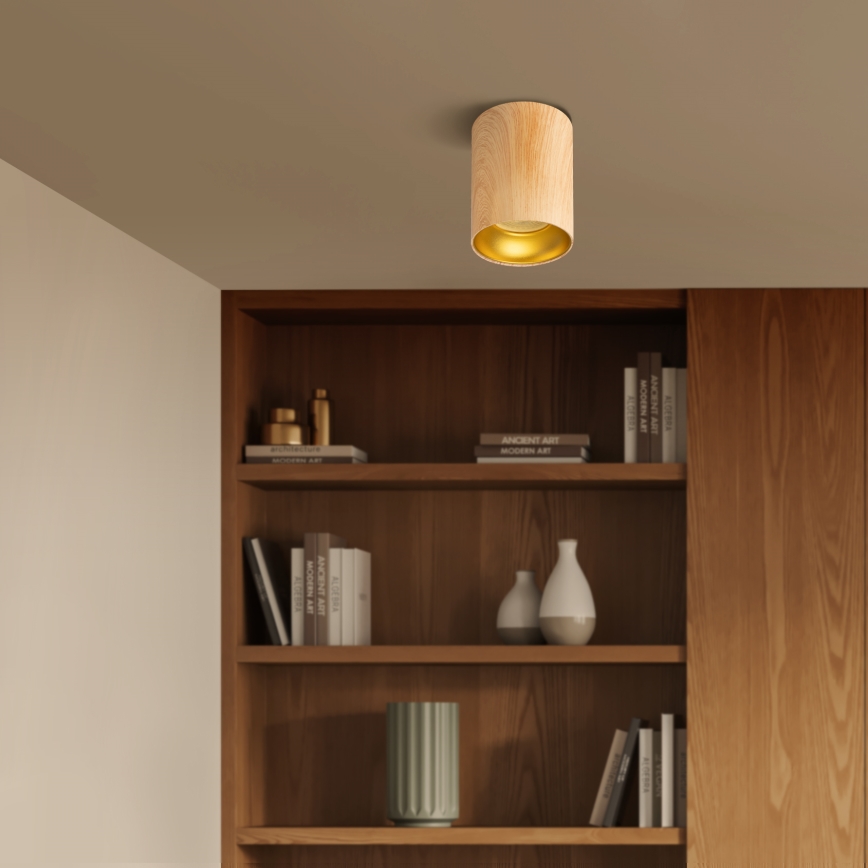 Brilagi - LED RGBW dimmbarer Deckenspot TRINE 1xGU10/4,8W/230V 3000K Eichen-Dekor + Fernbedienung