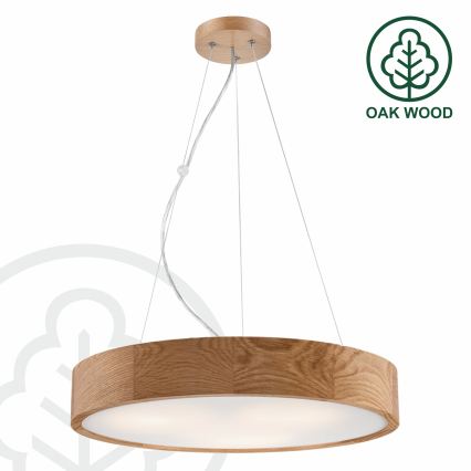Brilagi - LED RGBW dimmbare Hängeleuchte CARVALHO 3xE27/9W/230V 2700-6500K Wi-Fi Eiche Ø 47,5 cm