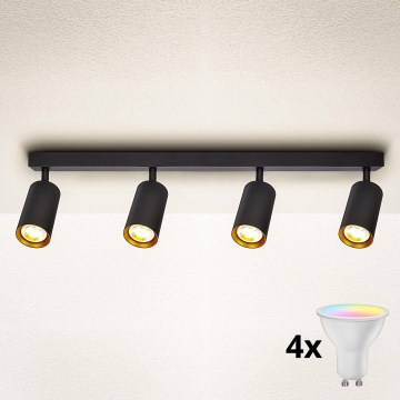 Brilagi - LED RGBW dimmbarer Spot SELE 4xGU10/6W/230V 3000K schwarz/gold + Fernbedienung