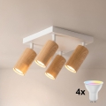 Brilagi - LED RGBW dimmbarer Spot SELE SQUARE 4xGU10/6,5W/230V 2700-6500K weiß/Eichen-Dekor