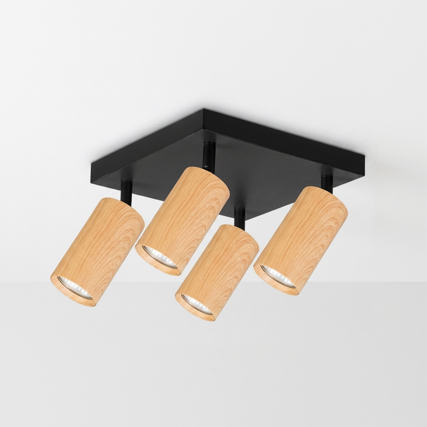 Brilagi - LED RGBW dimmbarer Deckenspot SELE SQUARE 4xGU10/6,5W/230V 2700-6500K schwarz/Eichen-Dekor