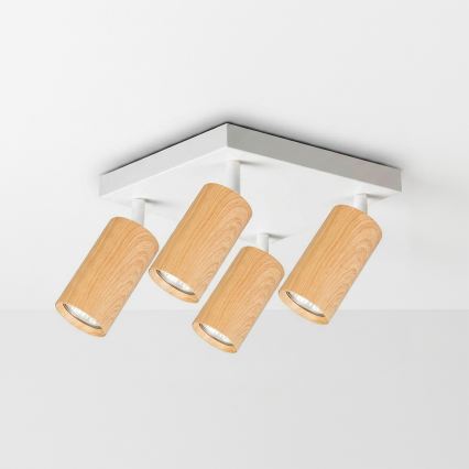 Brilagi - LED RGBW dimmbarer Spot SELE SQUARE 4xGU10/6,5W/230V 2700-6500K weiß/Eichen-Dekor