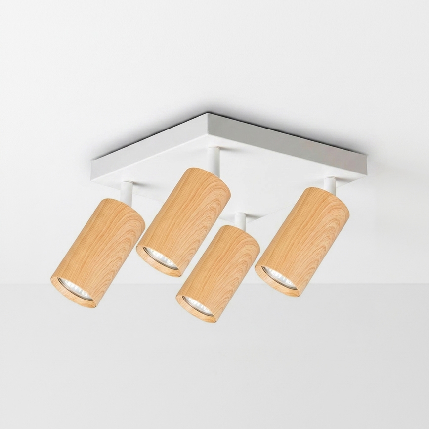 Brilagi - LED RGBW dimmbarer Spot SELE SQUARE 4xGU10/6,5W/230V 2700-6500K weiß/Eichen-Dekor