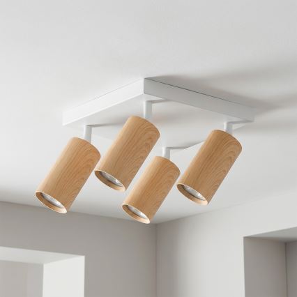 Brilagi - LED RGBW dimmbarer Spot SELE SQUARE 4xGU10/6,5W/230V 2700-6500K weiß/Eichen-Dekor